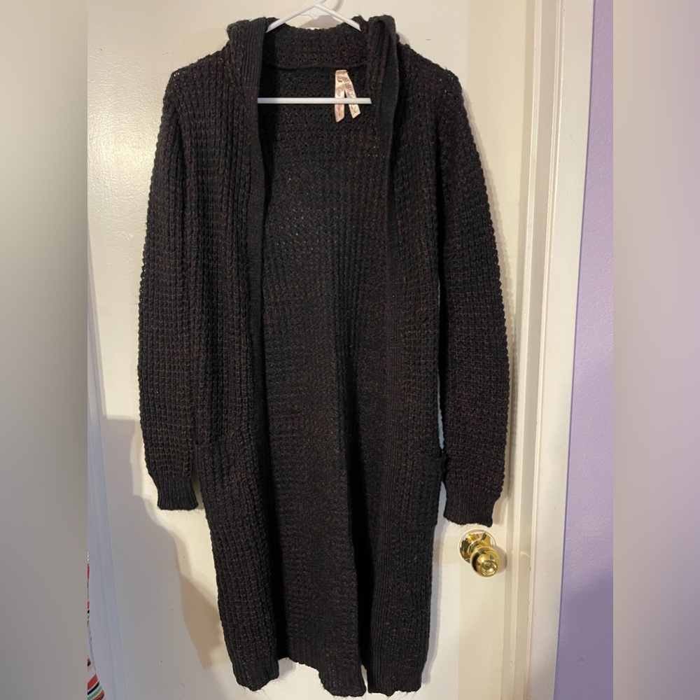 Black and red hoodie cardigan
